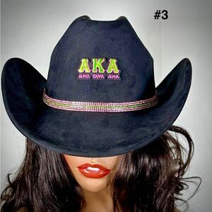 Alpha Kappa Alpha Hat | AKA Bling Cowboy Hat Pink & Green Line Dancing